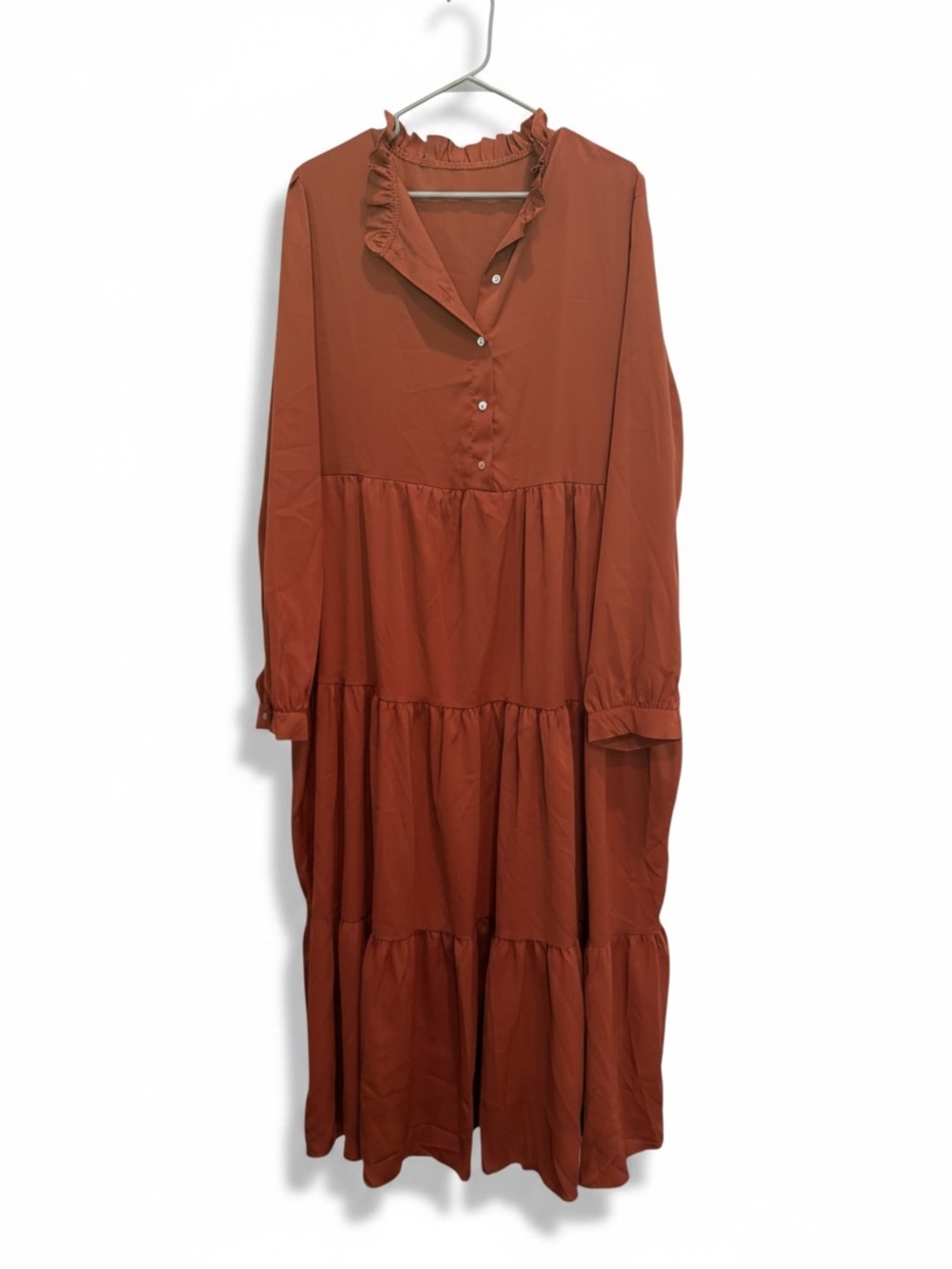 Women's Ruffle Tiered Maxi Dress - Rust